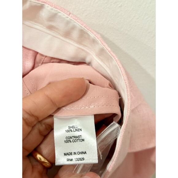 NWT L'Academie by Marianna Carinne Linen Pleated Bermuda Short Blush Pink Small - Picture 6 of 6
